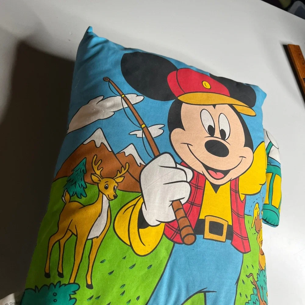 Vintage Disney Mickey Mouse Fishing Camping Decorative Plush Pillow 3D Feet